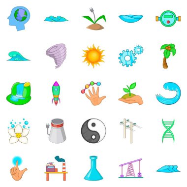 Doğa Icons set, karikatür tarzı kuvvet