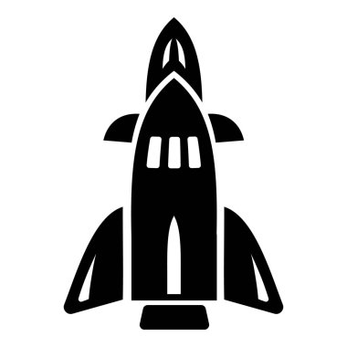 Roket simgesi, basit siyah stil