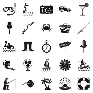 Azure sahil Icons set, basit tarzı