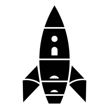 Roket gökada simgesi, basit siyah stil