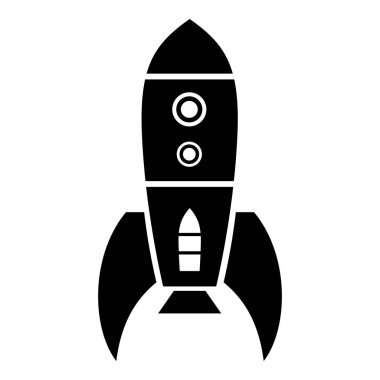 Roket retro simgesi, basit siyah stil