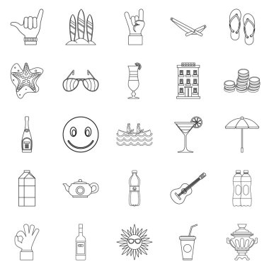 Hafif alkollü Icons set, anahat stili