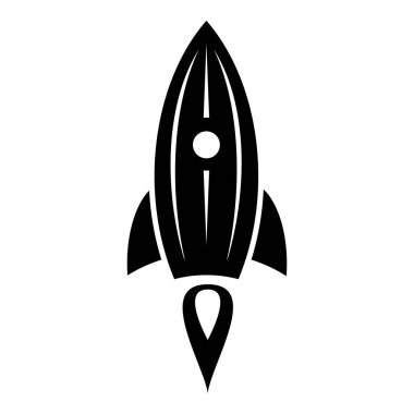 Roket alanı simgesi, basit siyah stil