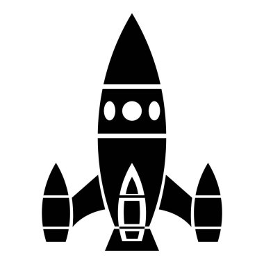 Roket gemisi simgesi, basit siyah stil