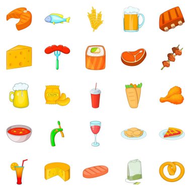 Piknik Icons set, karikatür tarzı