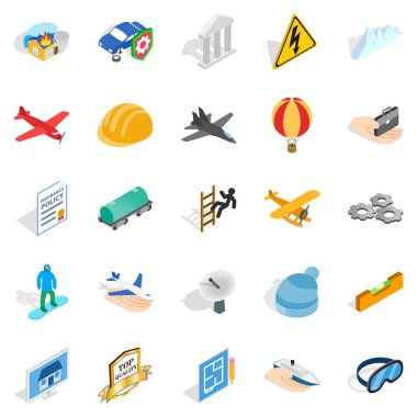 Icons set, izometrik stil iptal et