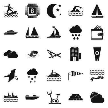 Su egzersiz Icons set, basit tarzı