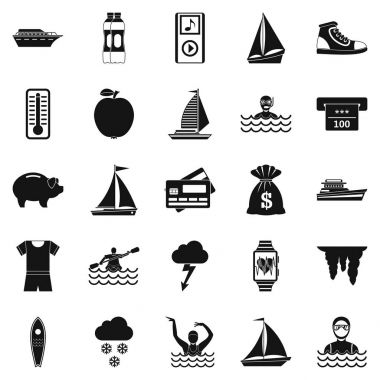 Egzersiz Icons set, basit tarzı