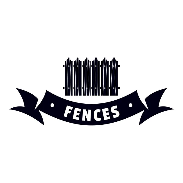 Забор деревянный логотип, простой черный стиль — стоковый вектор