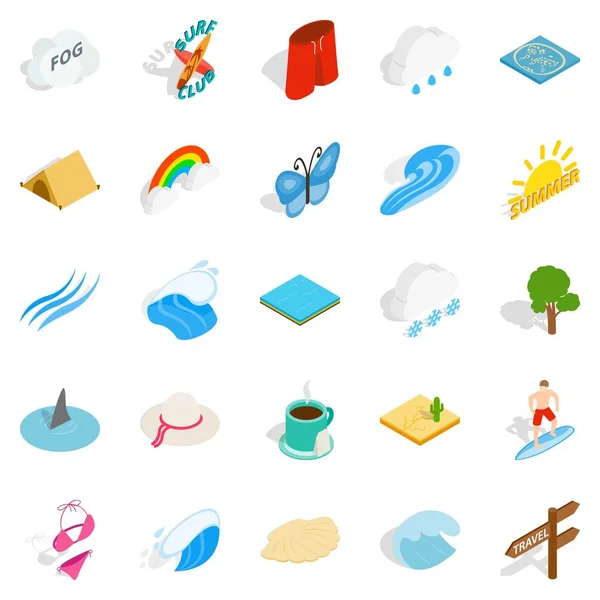 Water recreation icons set, isometric style