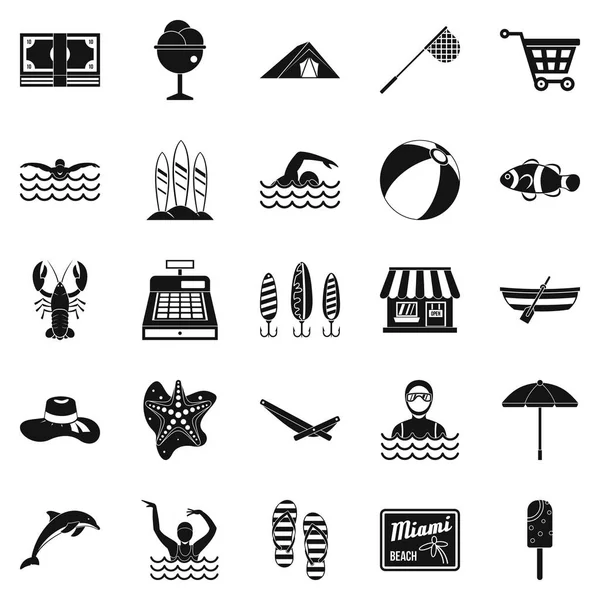 Conjunto de iconos de viaje de agua, estilo simple — Archivo Imágenes Vectoriales