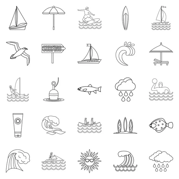 Conjunto de iconos neptunianos, estilo de esquema — Vector de stock