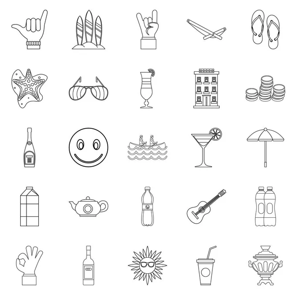 Set di icone a basso contenuto alcolico, stile contorno — Vettoriale Stock