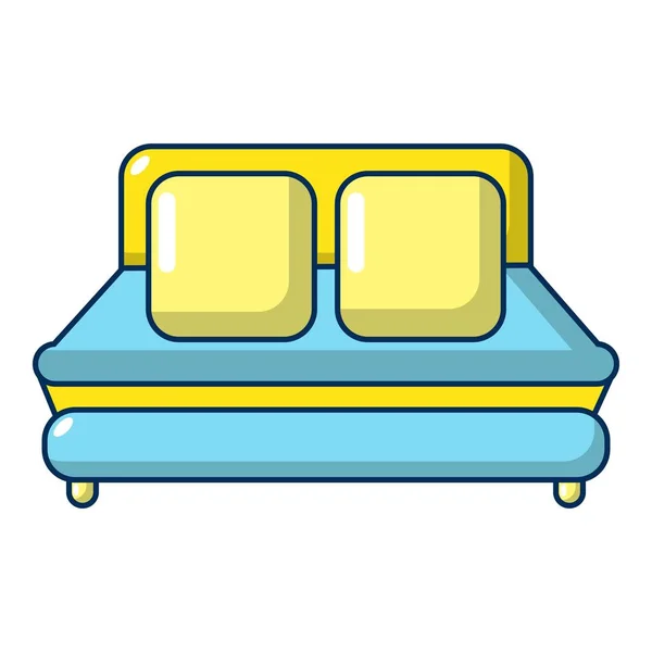 Tweepersoonsbed pictogram, cartoon stijl — Stockvector