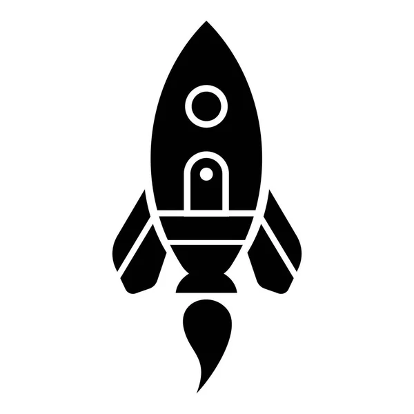 Rocket spaceship icon, simple black style — Stock Vector