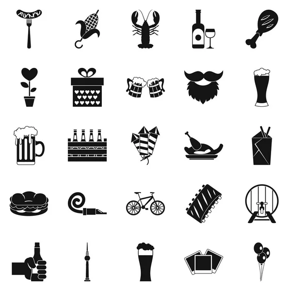 Cerveza reunir iconos conjunto, estilo simple — Archivo Imágenes Vectoriales