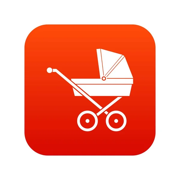 Baby carriage icon digital red — Stock Vector