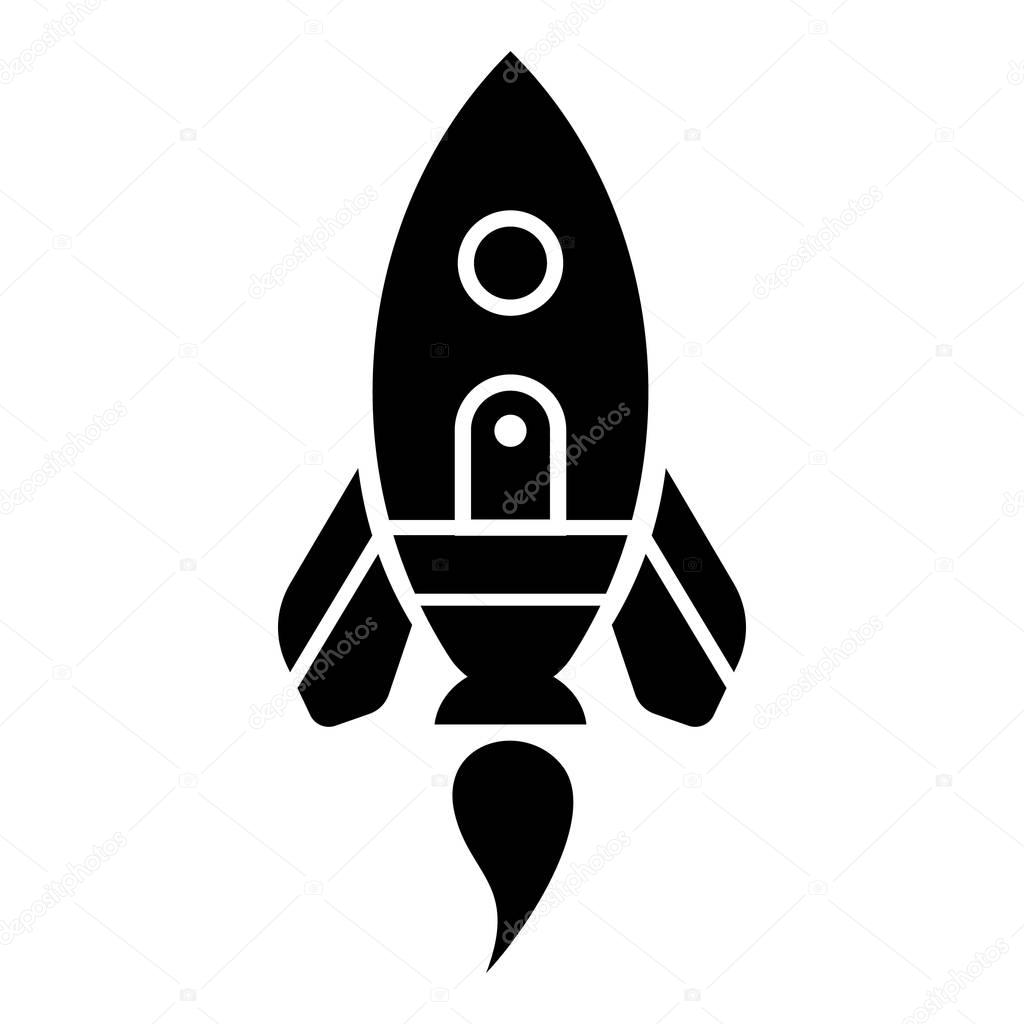 Rocket spaceship icon, simple black style