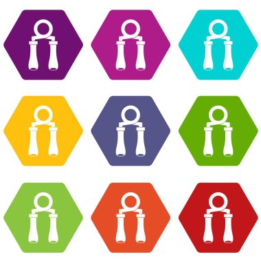 renk altı yüzlü el kavrama eğitmen Icon set