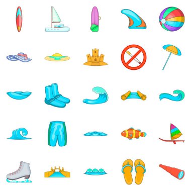 Icons set, karikatür tarzı spor egzersizleri