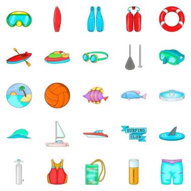 Scuba diving Icons set, karikatür tarzı