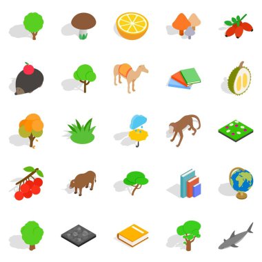 Biyoloji Icons set, izometrik stili