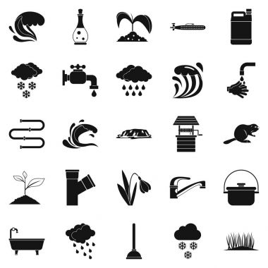 Su Servisi Icons set, basit tarzı