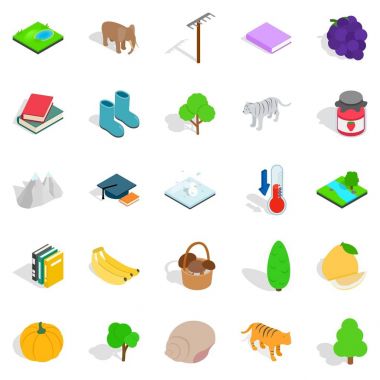 Gözlemleyerek doğa Icons set, izometrik tarzı