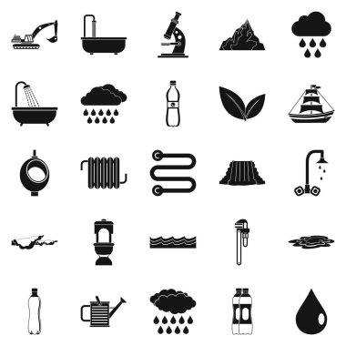 Su sistemi Icons set, basit tarzı