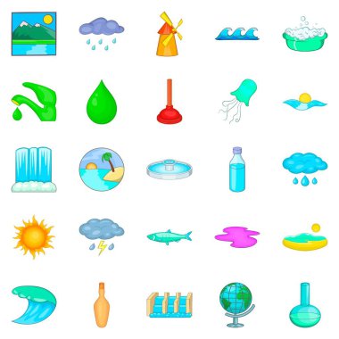 Su Barajı Icons set, karikatür tarzı