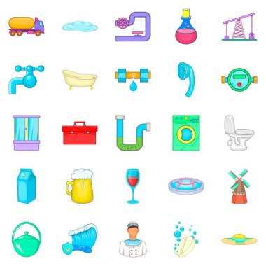 Yıkama daire Icons set, karikatür tarzı