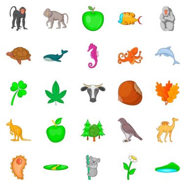 Biyosfer Icons set, karikatür tarzı