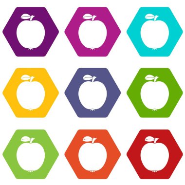 Renk altı yüzlü siyah elma simgesi ayarla