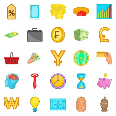 Parasal bereket Icons set, karikatür tarzı