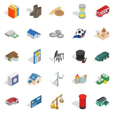 İş simgeler kümesi, izometrik stil yatırım