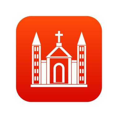 Hıristiyan Katolik Kilisesi simgesini sayısal bina kırmızı