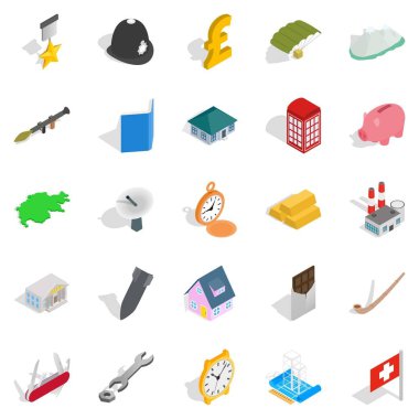 Alıcı para Icons set, izometrik stili