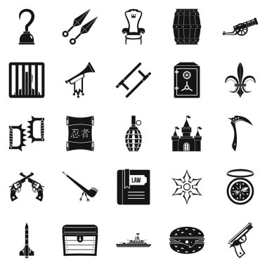 Silahlandırma Icons set, basit tarzı