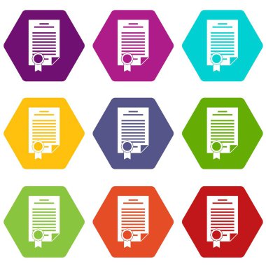 Renk altı yüzlü sözleşme Icon set