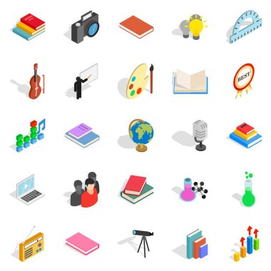 Broşür Icons set, izometrik stili