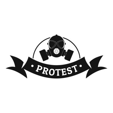 Protestocu gaz maskesi logosu, basit siyah stil