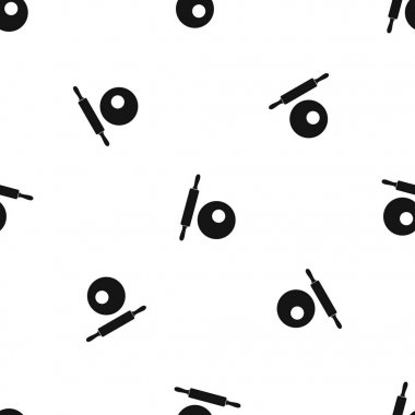 Oklava ve hamur sorunsuz siyah desen