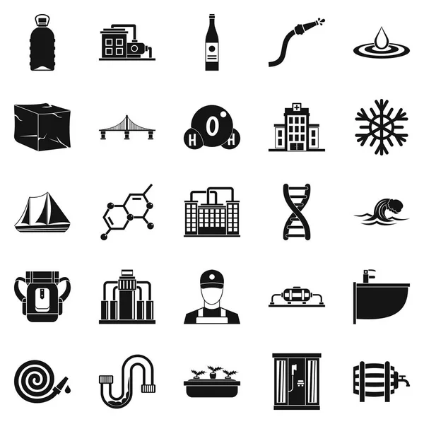 Conjunto de iconos de suministro de agua, estilo simple — Archivo Imágenes Vectoriales