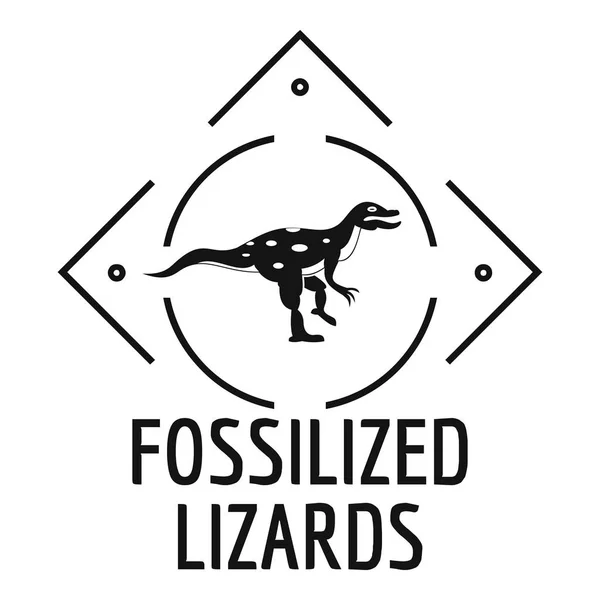 Fossilized lizard logo, simple black style — Stock Vector
