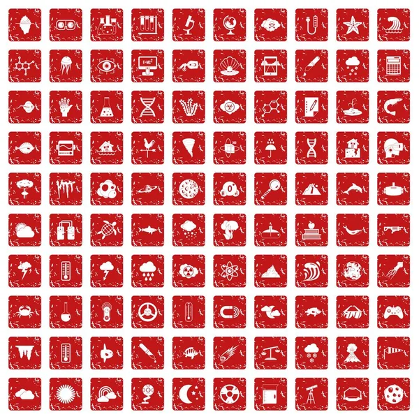 100研究图标设置垃圾红色 — 图库矢量图片