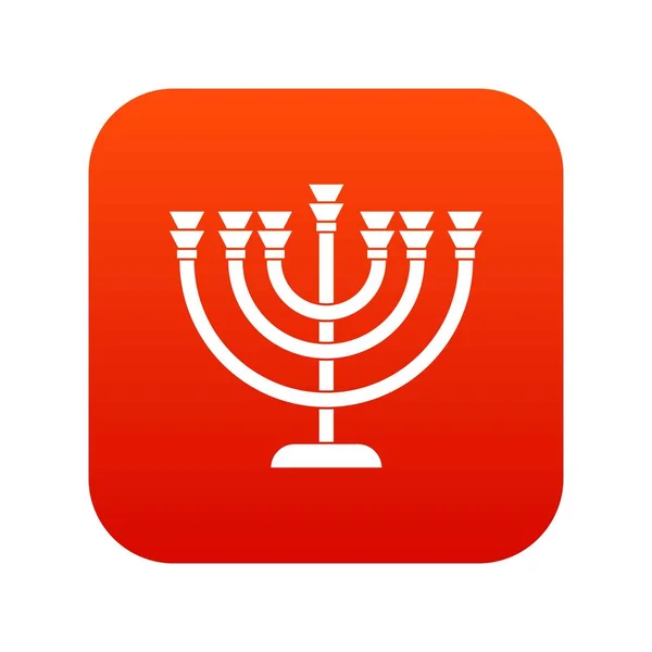 Menorah icône numérique rouge — Image vectorielle