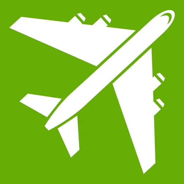 Passagerare trafikflygplan ikonen grön — Stock vektor
