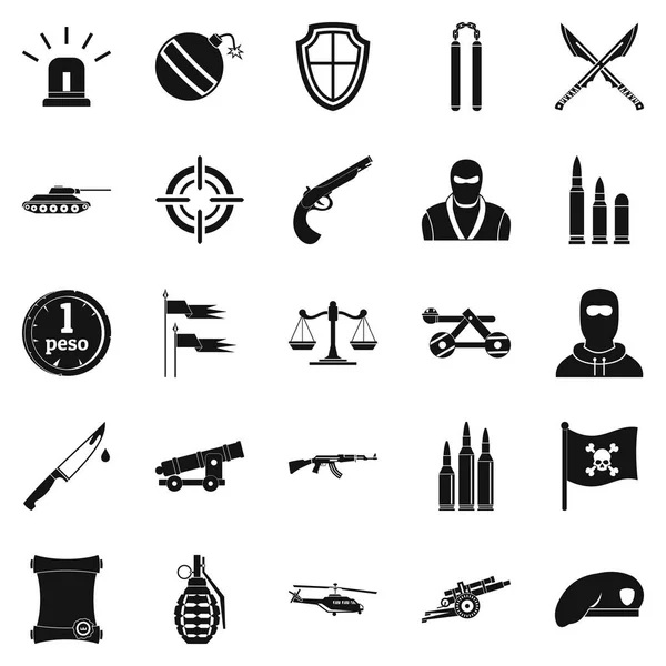 Conjunto de iconos de armadura, estilo simple — Vector de stock