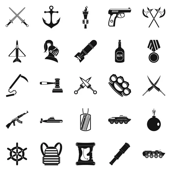 Conjunto de iconos de armadura, estilo simple — Vector de stock