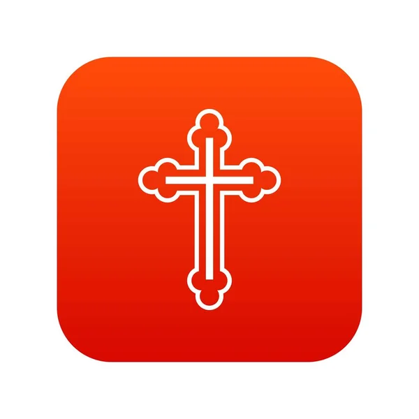 Crucifijo icono digital rojo — Archivo Imágenes Vectoriales